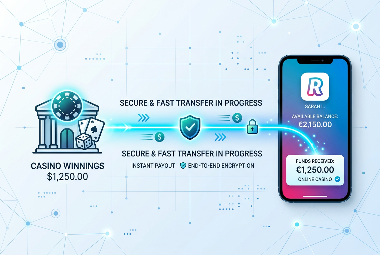 Ilustracja procesu wypłaty środków z kasyna online do aplikacji Revolut
